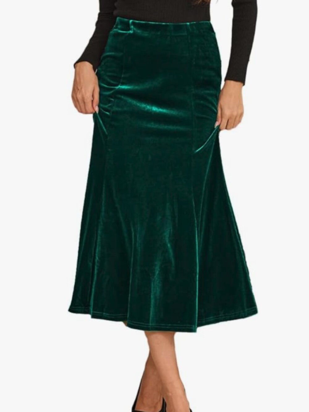 Velvet Bodycon Mermaid High-Waisted Midi Skirt